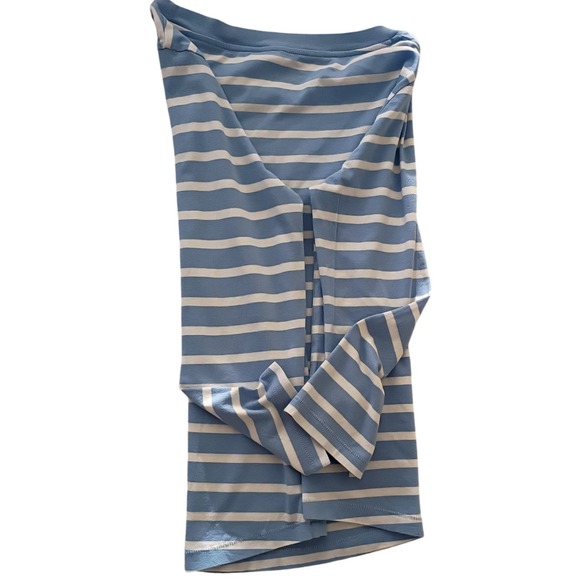 COS Striped 3/4 Sleeve Crew Neck Top Light Blue White Casual Size P - Picture 6 of 7